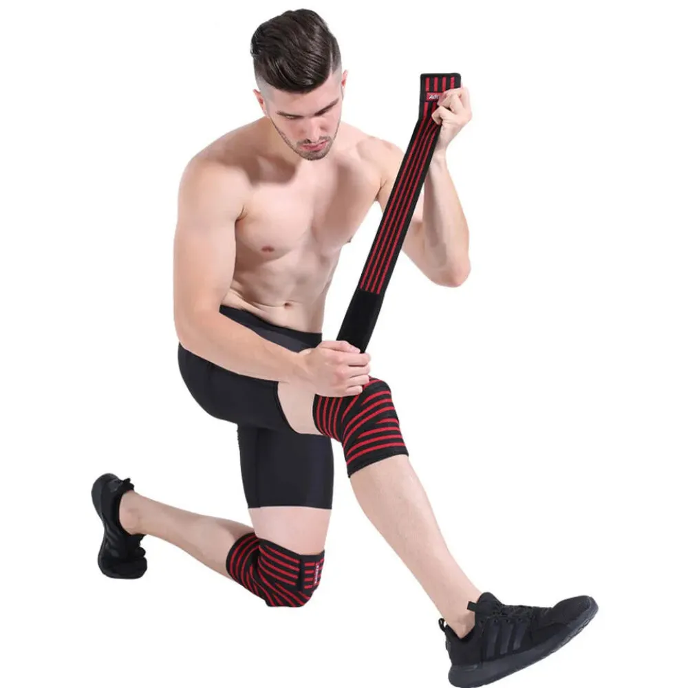 180 x 8Cm Fitness Leg Knee Compression Straps Elastic Bandages For Weightlifting Squats And Training