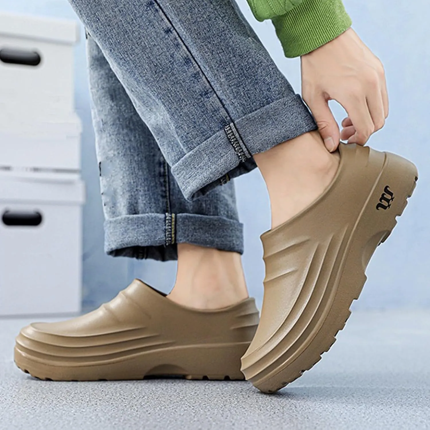 Armadillo Clogs for Women Men, Armadillo Chef Shoes Healthy Non-Slip Comfort, Oil Resistant, Kitchen Work Clogs(A-Khaki,8.5 Women/7 Men)