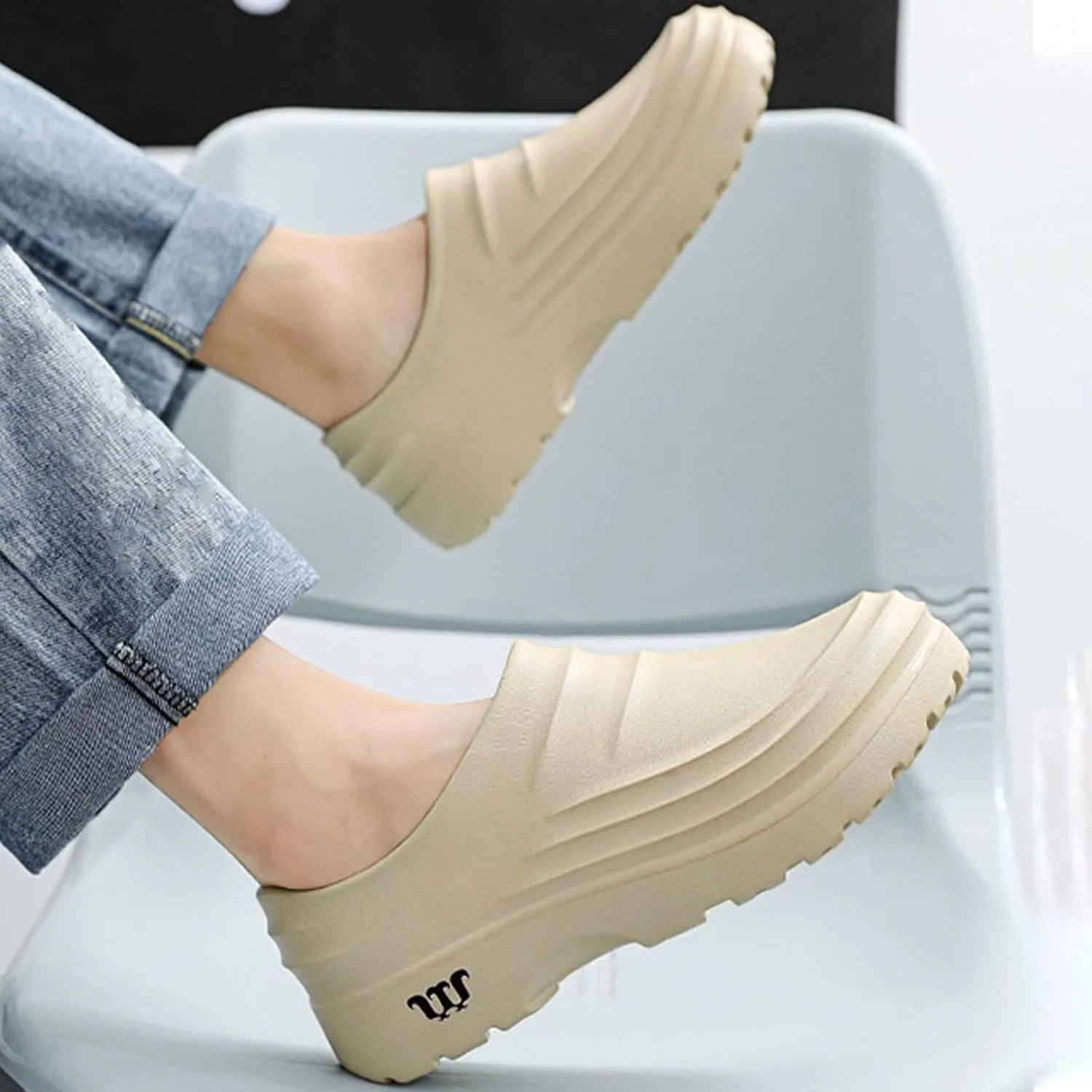 Armadillo Clogs for Women Men, Armadillo Chef Shoes Healthy Non-Slip Comfort, Oil Resistant, Kitchen Work Clogs(A-Khaki,8.5 Women/7 Men)