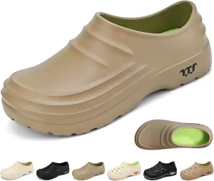 Armadillo Clogs for Women Men, Armadillo Chef Shoes Healthy Non-Slip Comfort, Oil Resistant, Kitchen Work Clogs(A-Khaki,8.5 Women/7 Men)