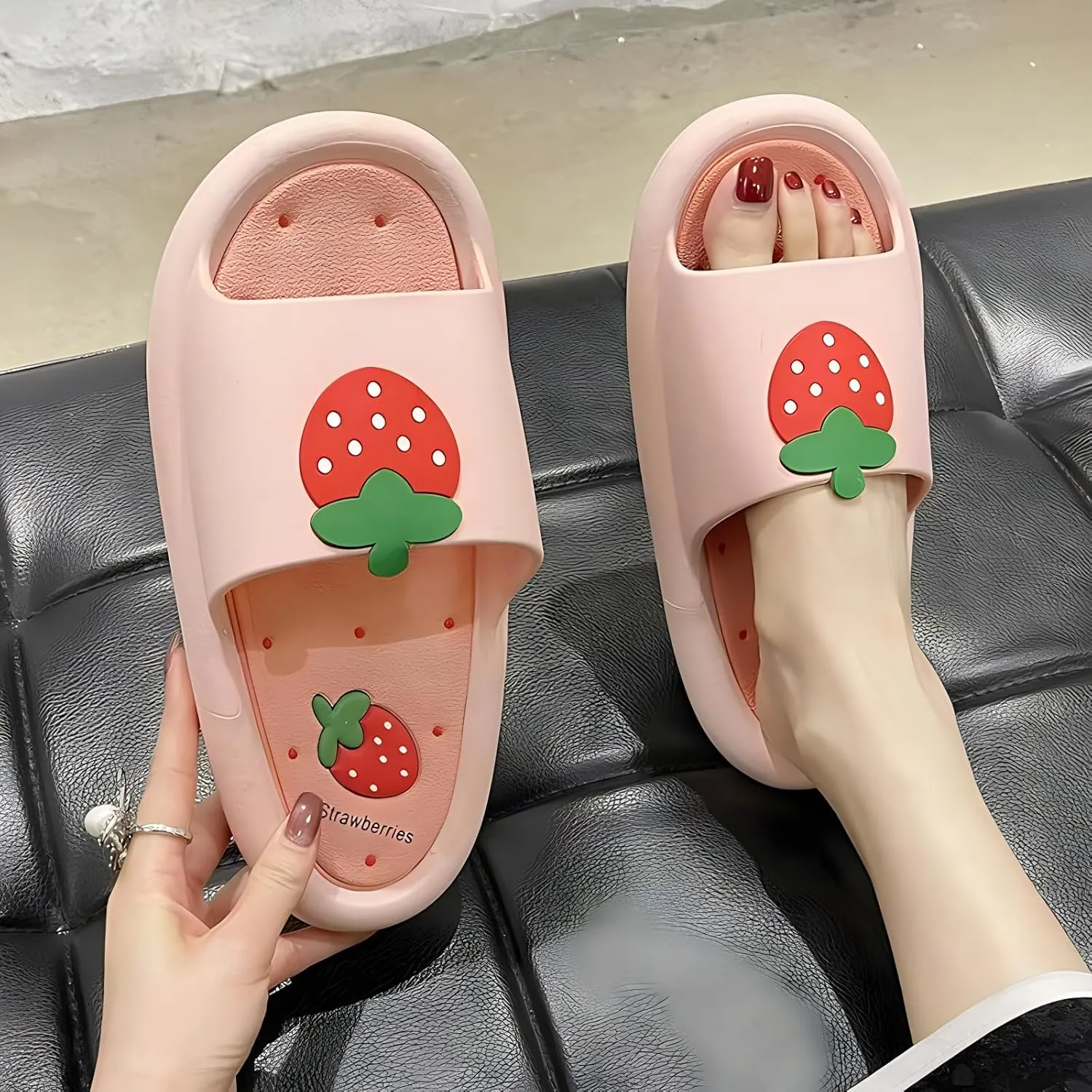 Avocado Strawberry Women's Cute Slippers Sandals Funny Beach Travel Shower Shoes House Slides