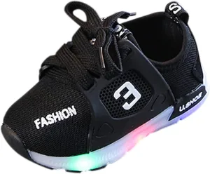 Boys Girls Light Up Shoes Kids Anti Slip Breathable Flashing Sneakers Luminous Athletic Running Walking Shoes