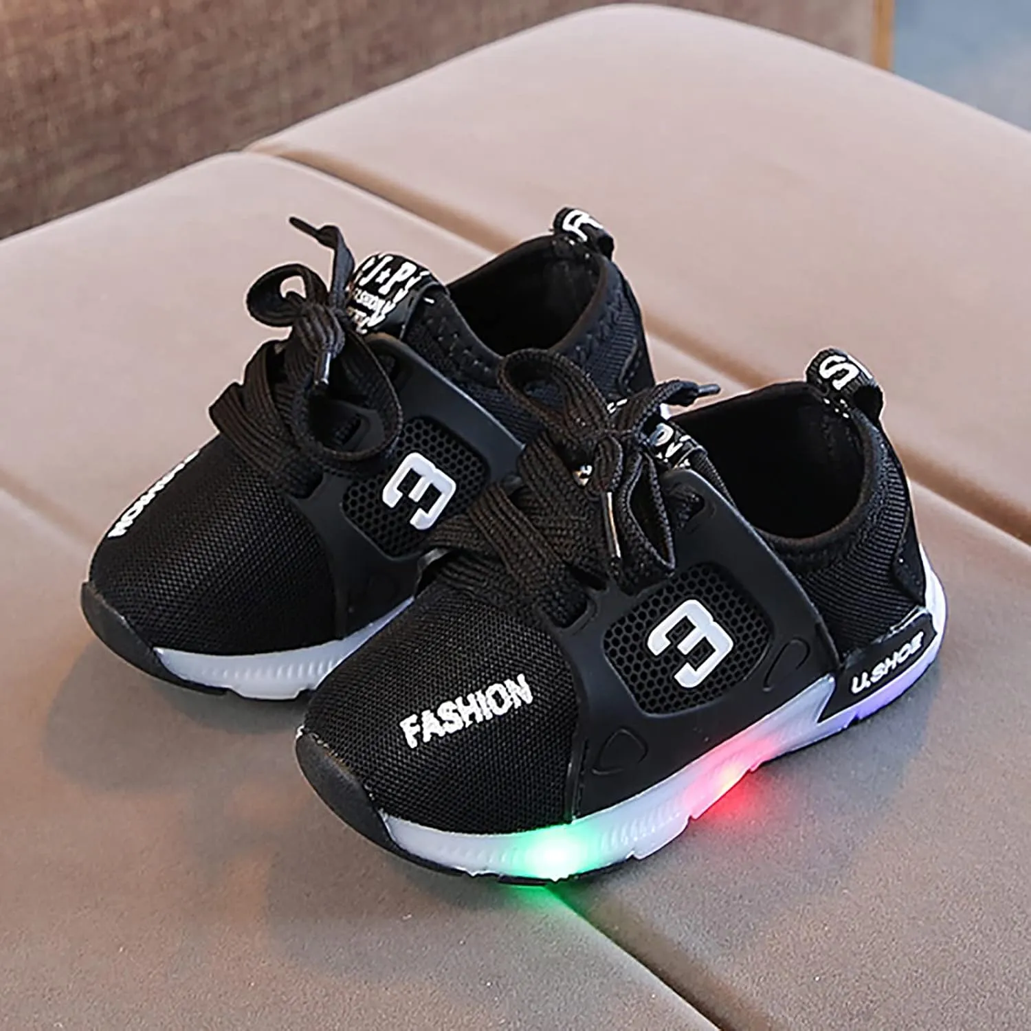 Boys Girls Light Up Shoes Kids Anti Slip Breathable Flashing Sneakers Luminous Athletic Running Walking Shoes