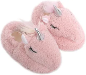 Boys Girls Plush Warm Cute Bunny House Slippers Fuzzy Indoor Bedroom Shoes Animal Soft Cozy Cute Cartoon Plush Anti-Slip Shoes for Toddler Kids