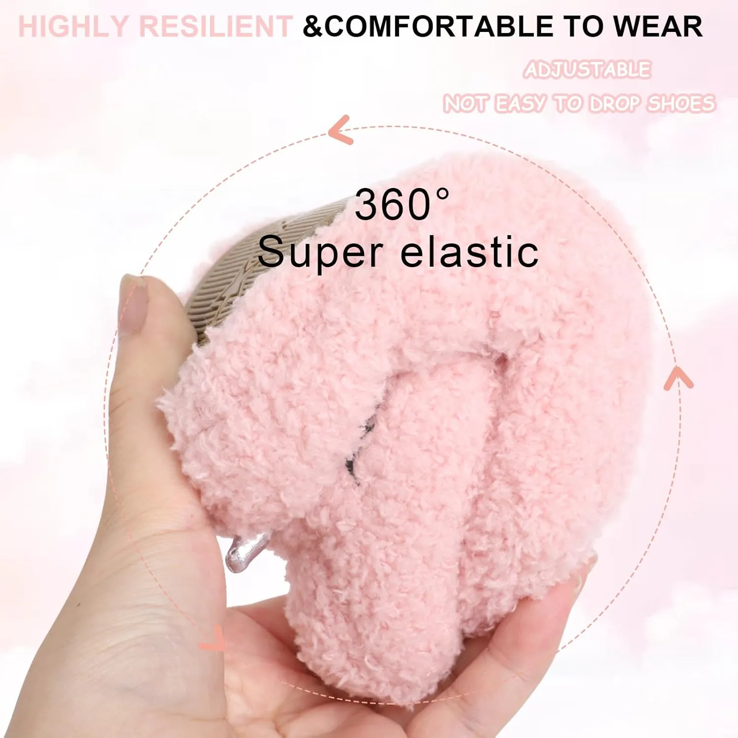 Boys Girls Plush Warm Cute Bunny House Slippers Fuzzy Indoor Bedroom Shoes Animal Soft Cozy Cute Cartoon Plush Anti-Slip Shoes for Toddler Kids