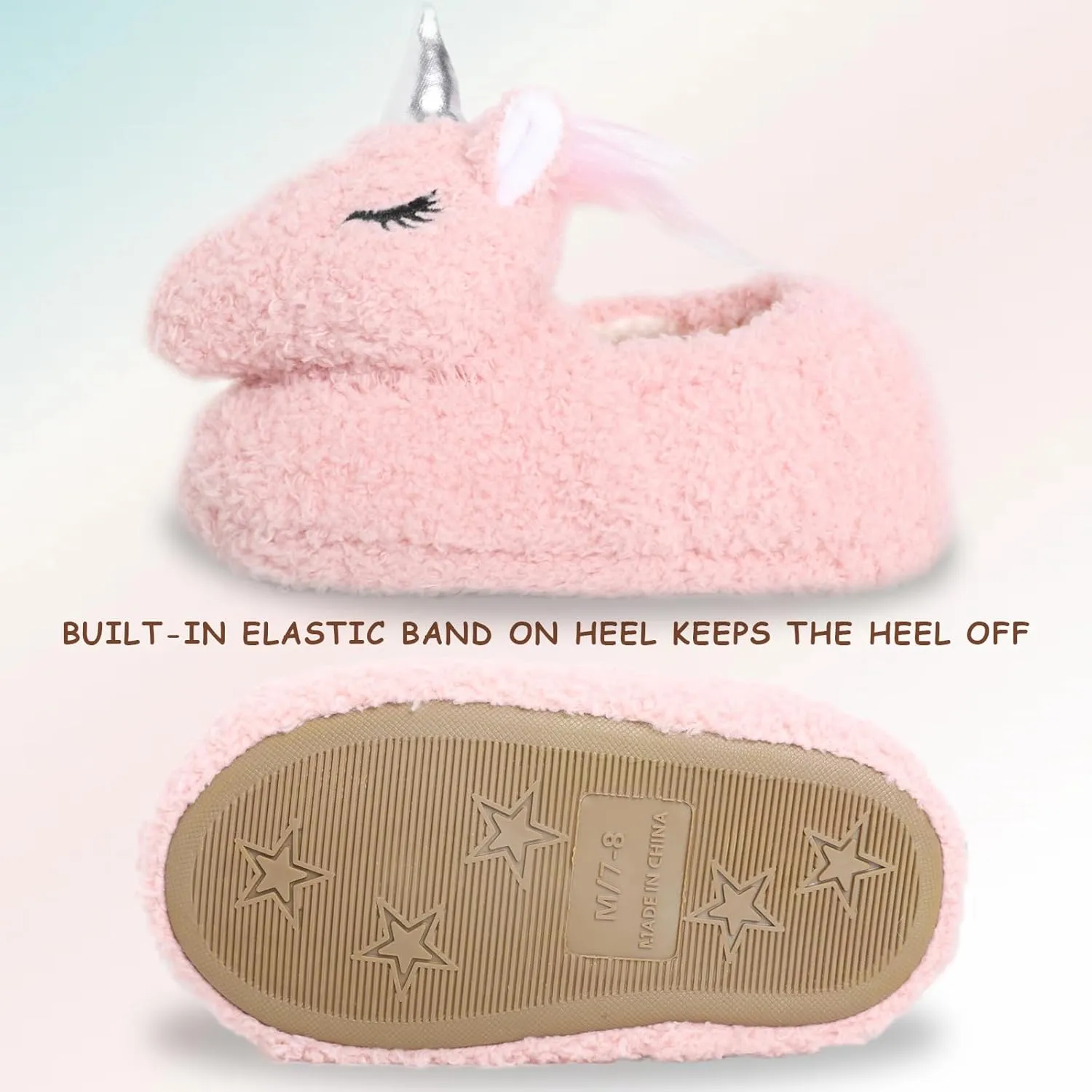 Boys Girls Plush Warm Cute Bunny House Slippers Fuzzy Indoor Bedroom Shoes Animal Soft Cozy Cute Cartoon Plush Anti-Slip Shoes for Toddler Kids