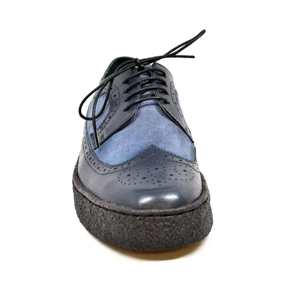 British Walkers Playboy Wingtips Men's Navy Blue Leather Crepe Sole Low Tops