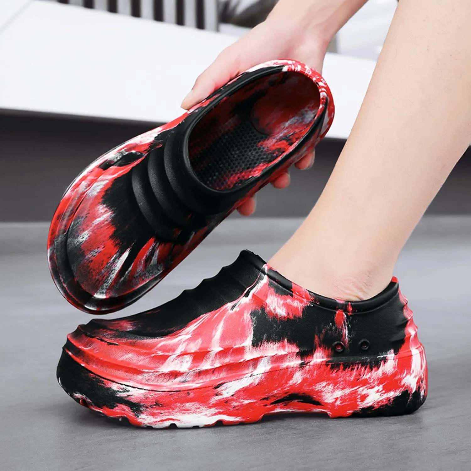 CERYTHRINA Camouflage Chef Shoes for Men:Non-Slip Waterproof Kitchen Work Clogs - Women's Resistant Lightweight Chef - Slip On Design for Restaurant Nursing