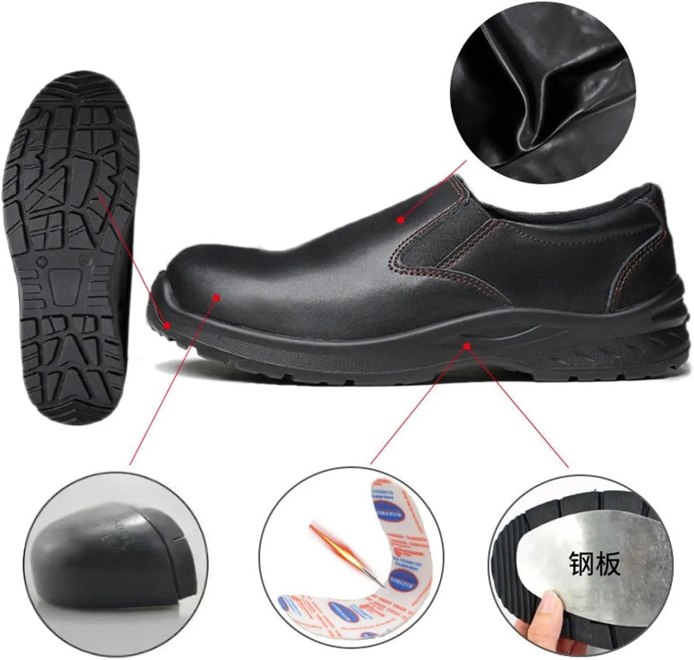 Chef Shoes for Men, Men Safety Steel Toe Anti-Smash Non Slip Waterproof Oil Resistant Kitchen Chef Shoes, Durable Anti Kick Anti-Puncture Safety Walking Sneakers, for Chef, Nurse, Garden