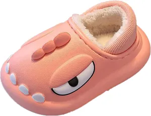 Children's Dinosaur Cotton Slippers Kids Winter Water Proof Cozy Warm Plush Non-Slip Cute Kids Slippers Boys Size 11
