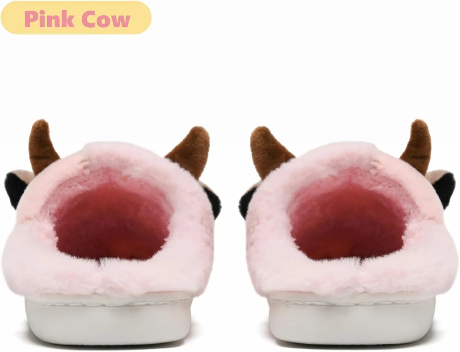Cow Cotton Slippers, Thick Sole Kawaii Fluffy Winter Indoor Outdoor Cute Slippers for Women and Men