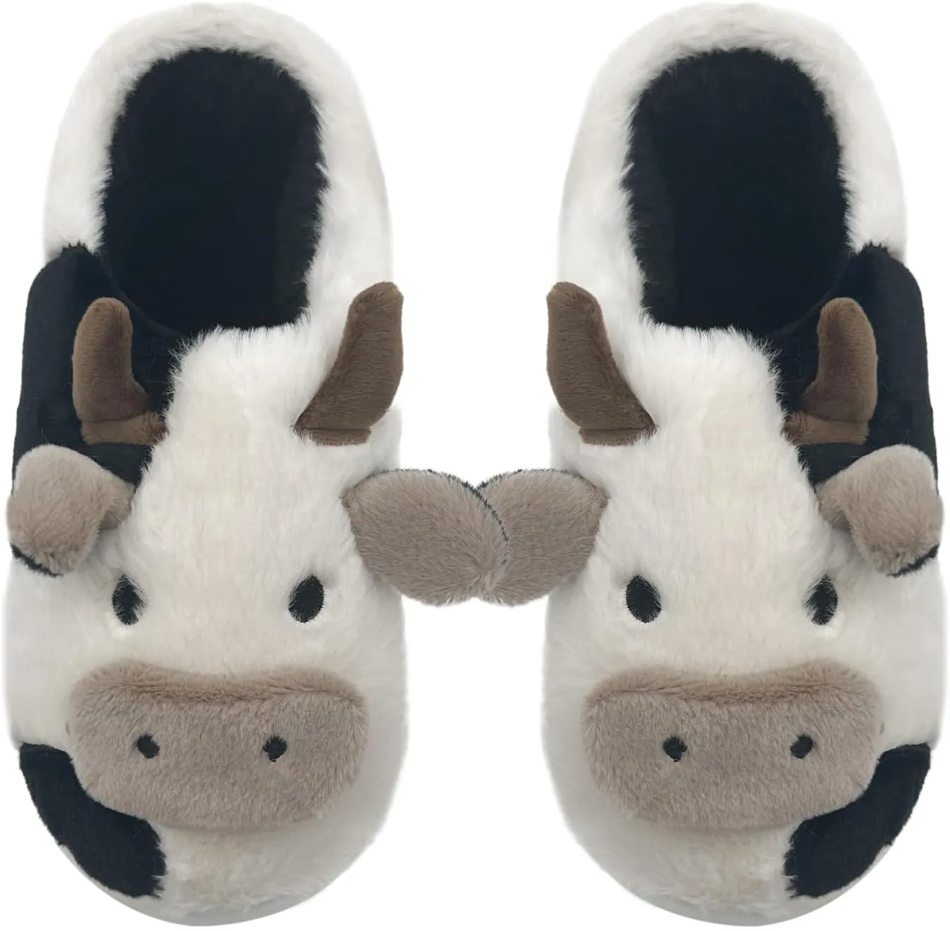 Cow Cotton Slippers, Thick Sole Kawaii Fluffy Winter Indoor Outdoor Cute Slippers for Women and Men