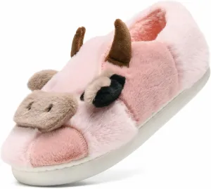 Cow Cotton Slippers, Thick Sole Kawaii Fluffy Winter Indoor Outdoor Cute Slippers for Women and Men