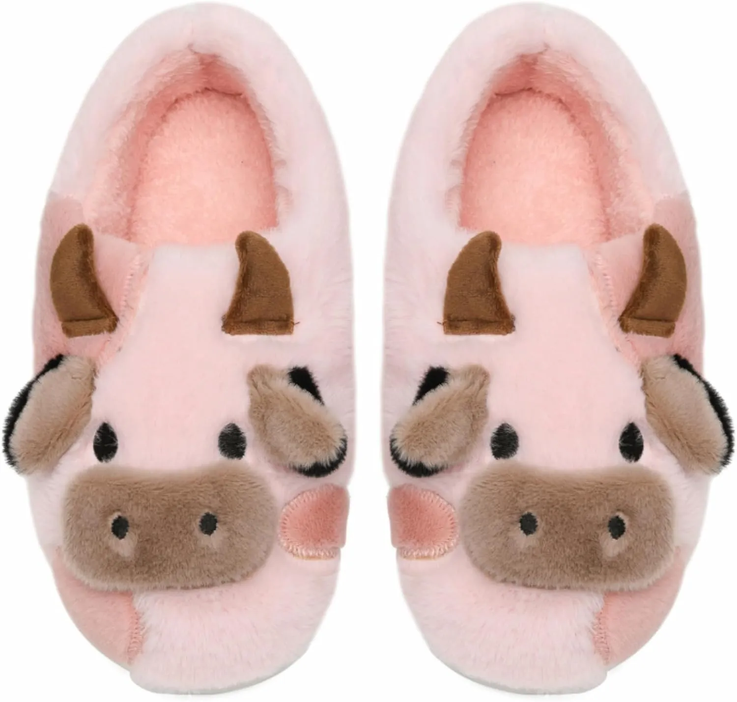 Cow Cotton Slippers, Thick Sole Kawaii Fluffy Winter Indoor Outdoor Cute Slippers for Women and Men