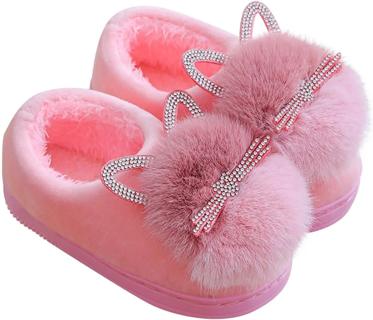 Cute Cat Cozy Slippers for Kids Warm Plush Winter Cotton Furry House Slipper Girls Boys Fuzzy Warm Bedroom House 11