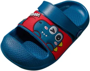 EnJoCho Sandals for Girls and Boys,Baby Cartoon Non-Slip Slippers Shower Slipper EVA Soft Sole Sandals House Casual Shoes (Navy-06#A, 3-4 Years)