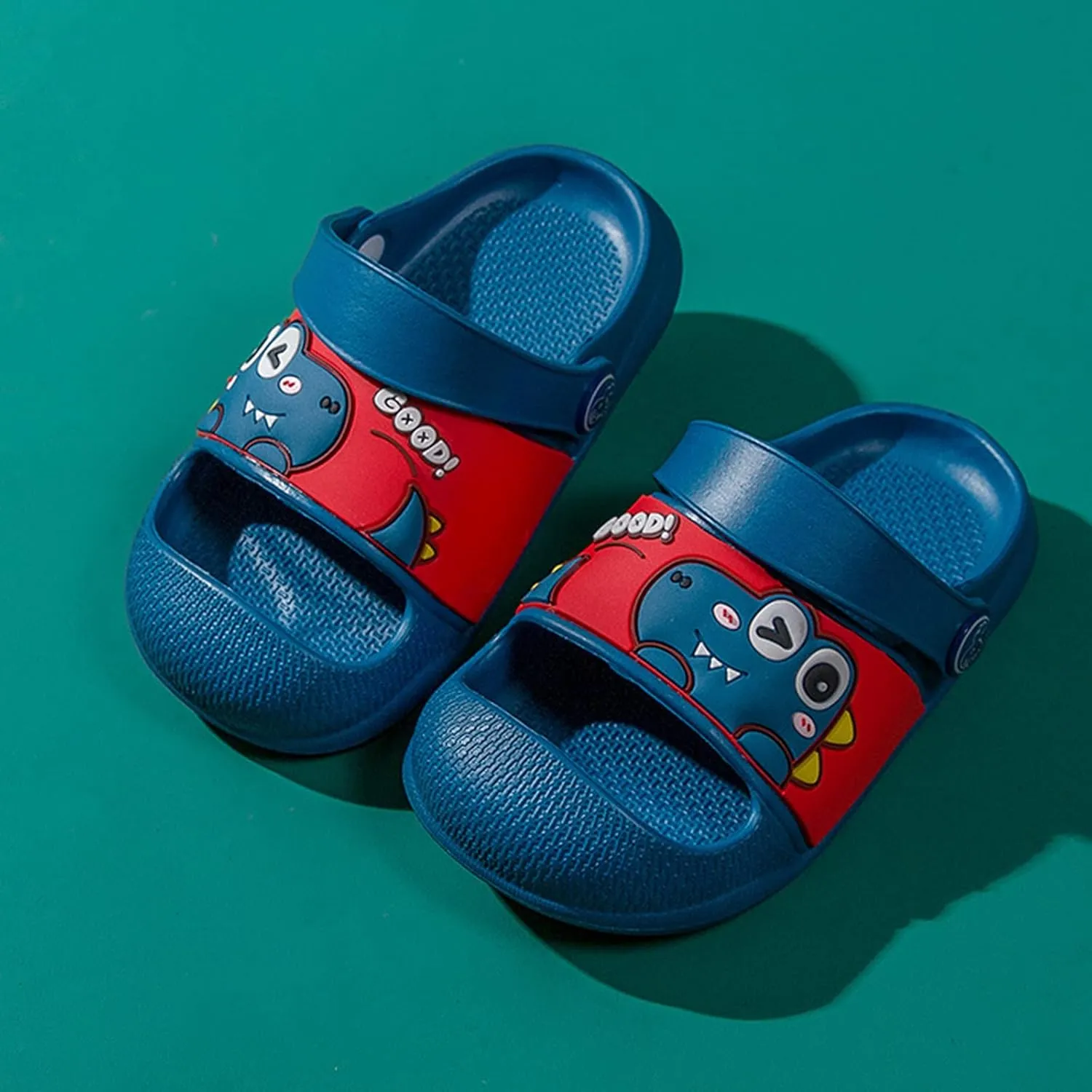 EnJoCho Sandals for Girls and Boys,Baby Cartoon Non-Slip Slippers Shower Slipper EVA Soft Sole Sandals House Casual Shoes (Navy-06#A, 3-4 Years)