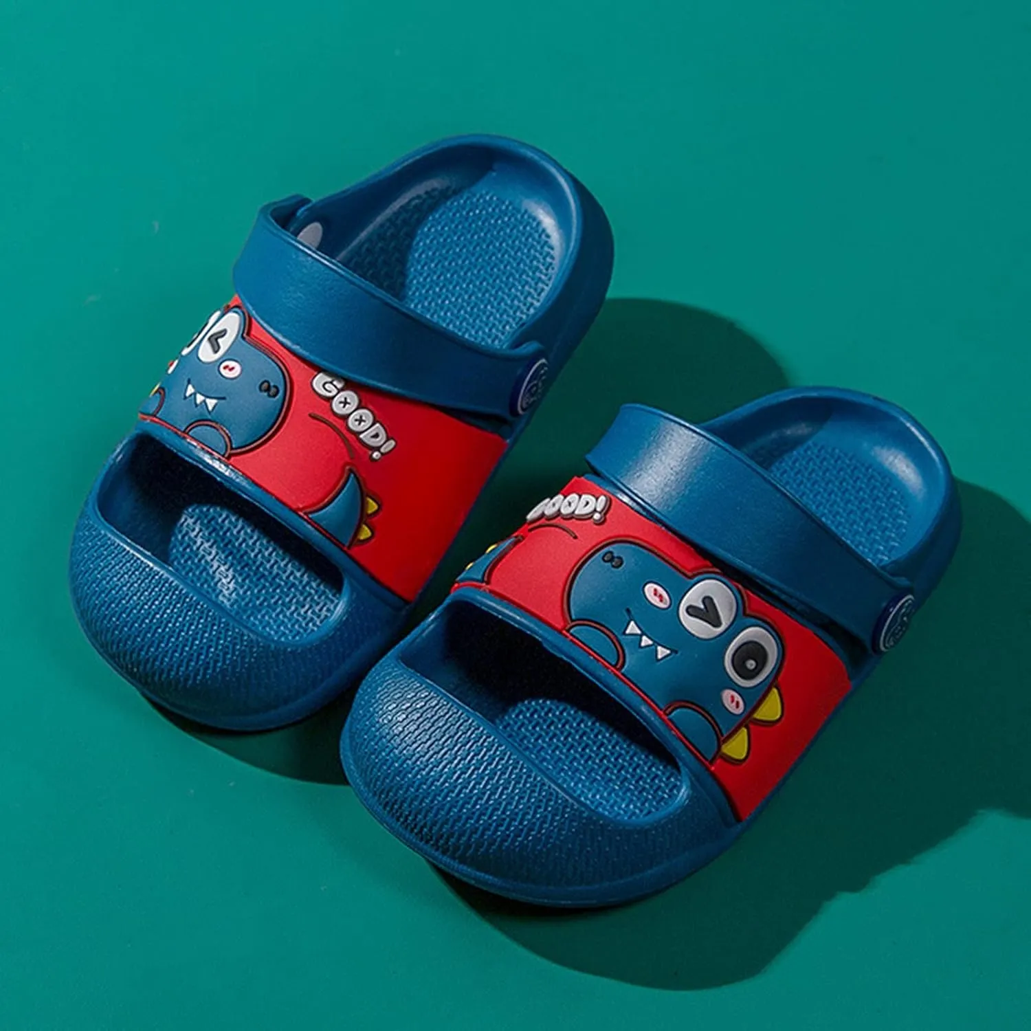 EnJoCho Sandals for Girls and Boys,Baby Cartoon Non-Slip Slippers Shower Slipper EVA Soft Sole Sandals House Casual Shoes (Navy-06#A, 3-4 Years)