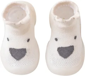 Gaoqi Cartoon Animal Baby Floor First Walk Shoes Children Baby Cartoon Baby Toddler Shoes Socks (Beige, 12-18 Months)