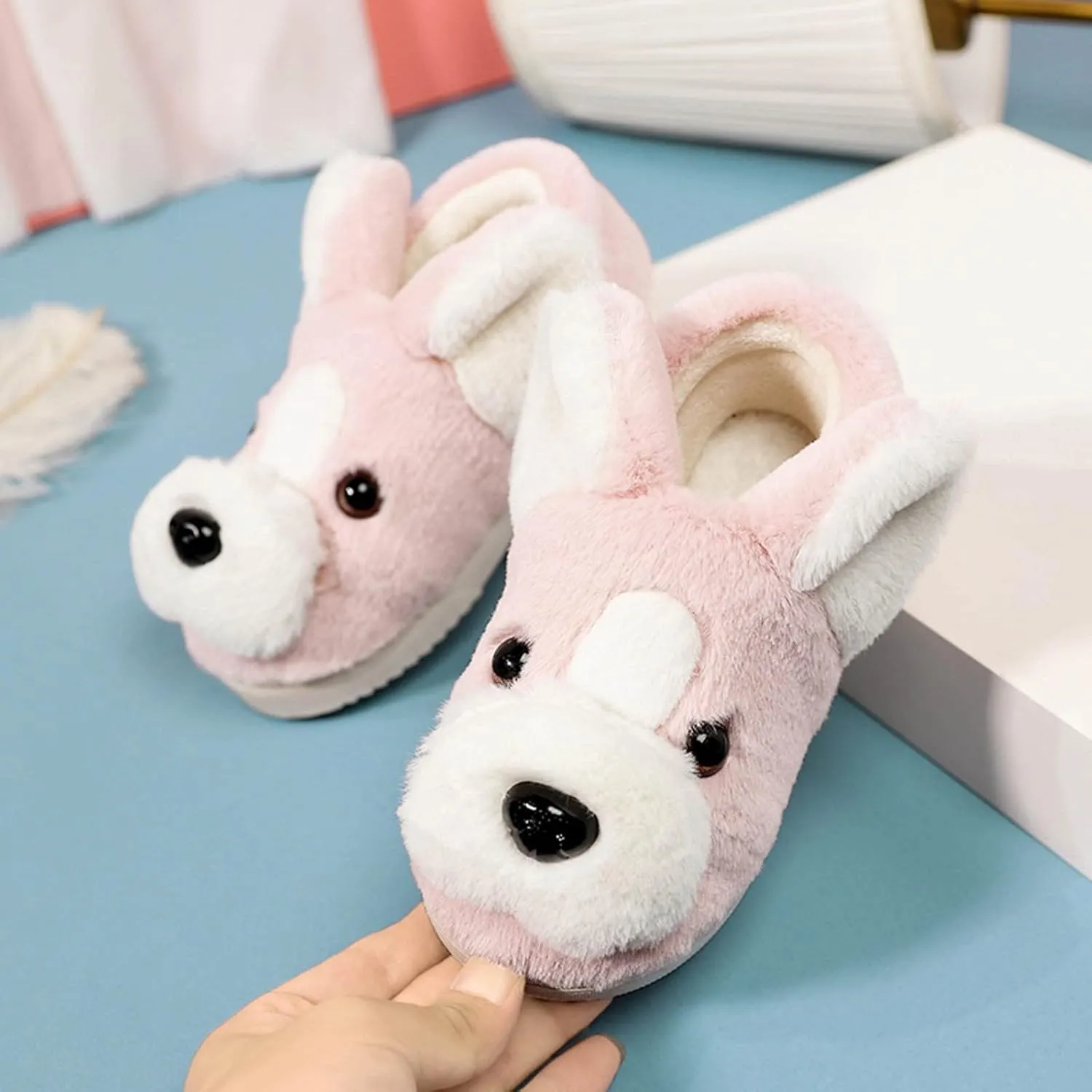 Girls Boys Home Slippers Warm Dog House Slippers for Toddler Winter Indoor Outdoor Shoes Kids Home Slippers