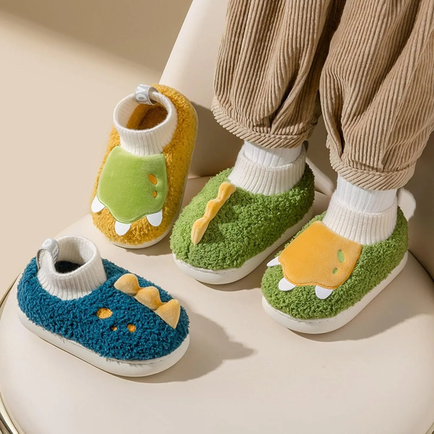 Girls Boys Unisex Home Slippers Warm Dinosaur House Slippers for Infant and Toddler Lined Infant Tennis Shoes Size 3