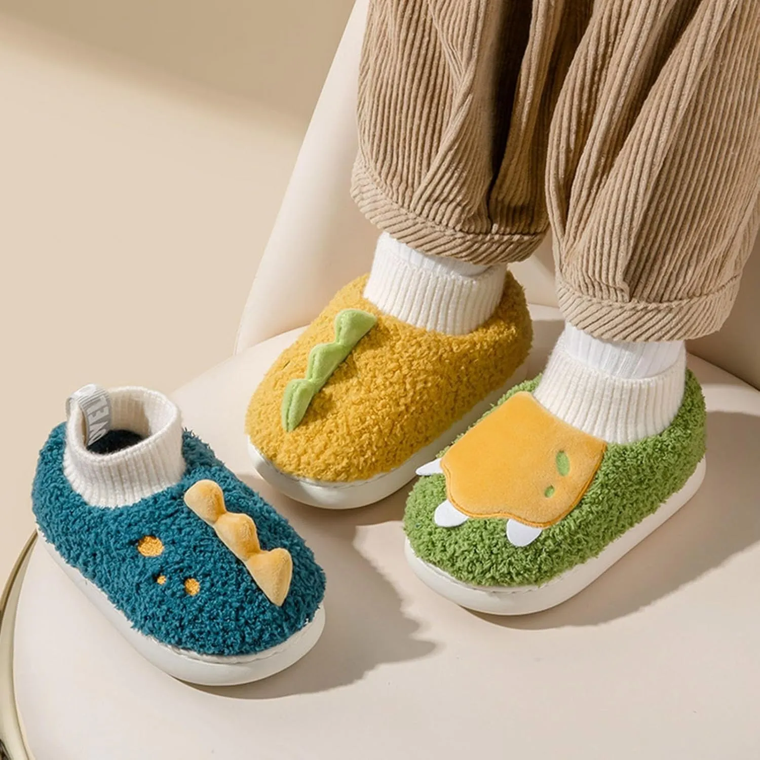 Girls Boys Unisex Home Slippers Warm Dinosaur House Slippers for Infant and Toddler Lined Infant Tennis Shoes Size 3