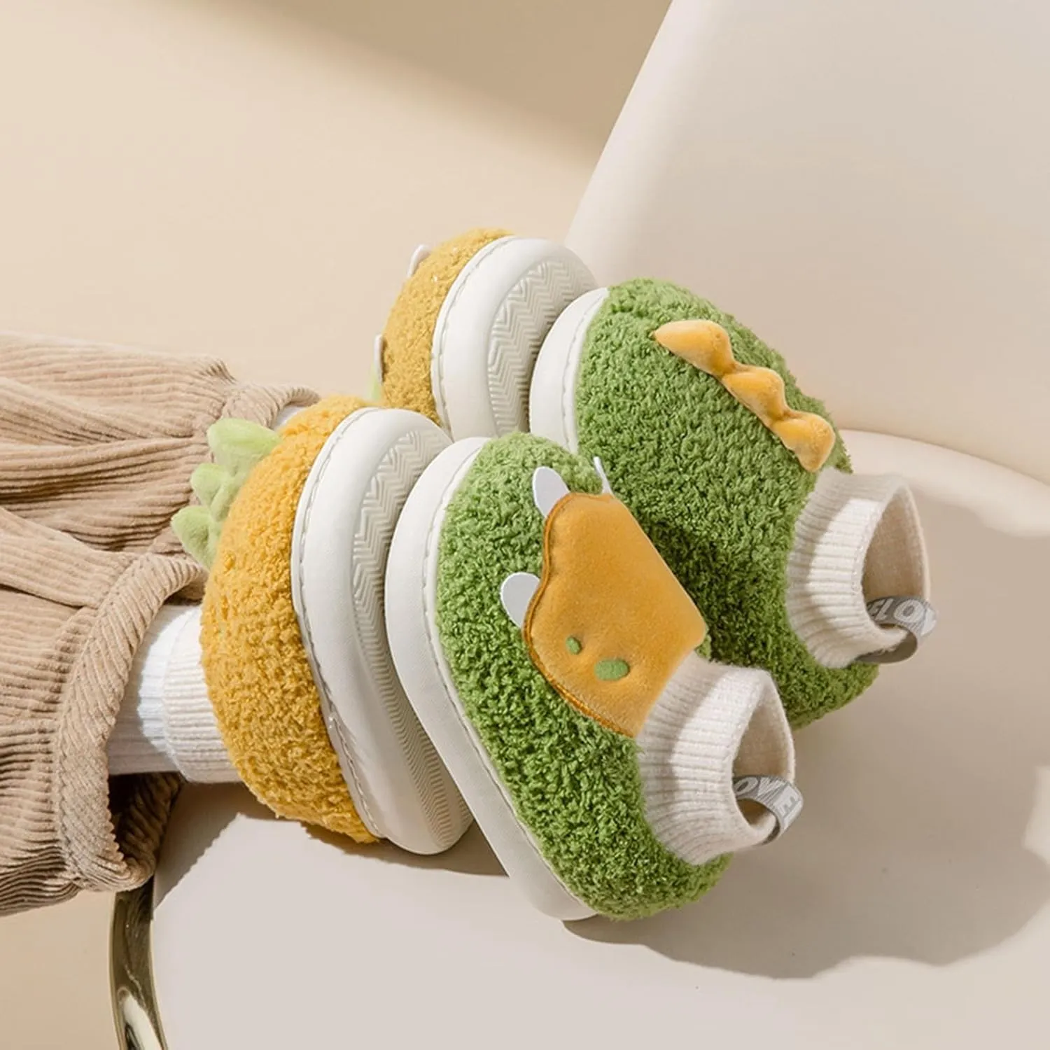 Girls Boys Unisex Home Slippers Warm Dinosaur House Slippers for Infant and Toddler Lined Infant Tennis Shoes Size 3