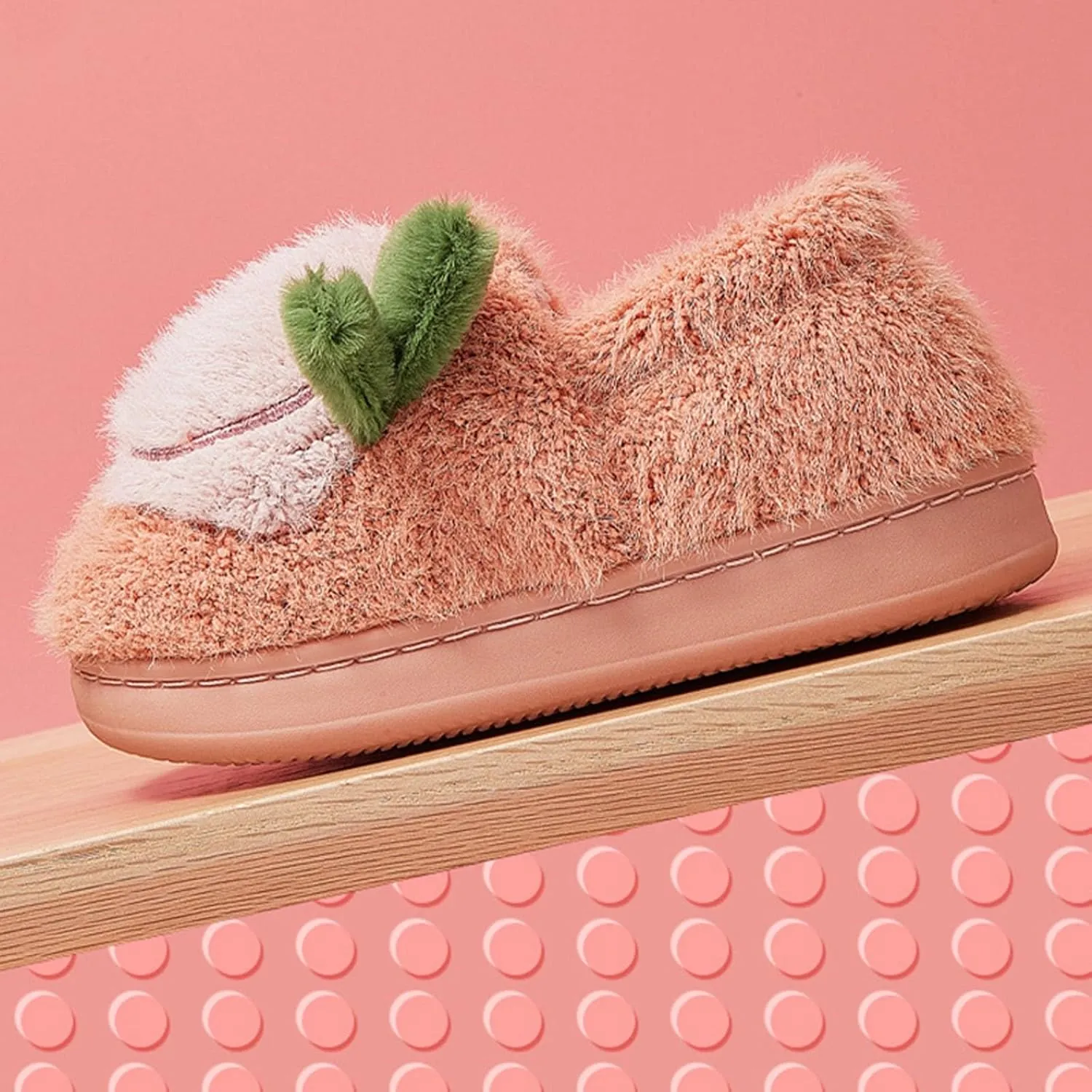 Girls Cute Fruit prints Slippers with Memory Foam Toddler Boys Girls Plush Warm Winter House Shoes Kids Flat Slippers