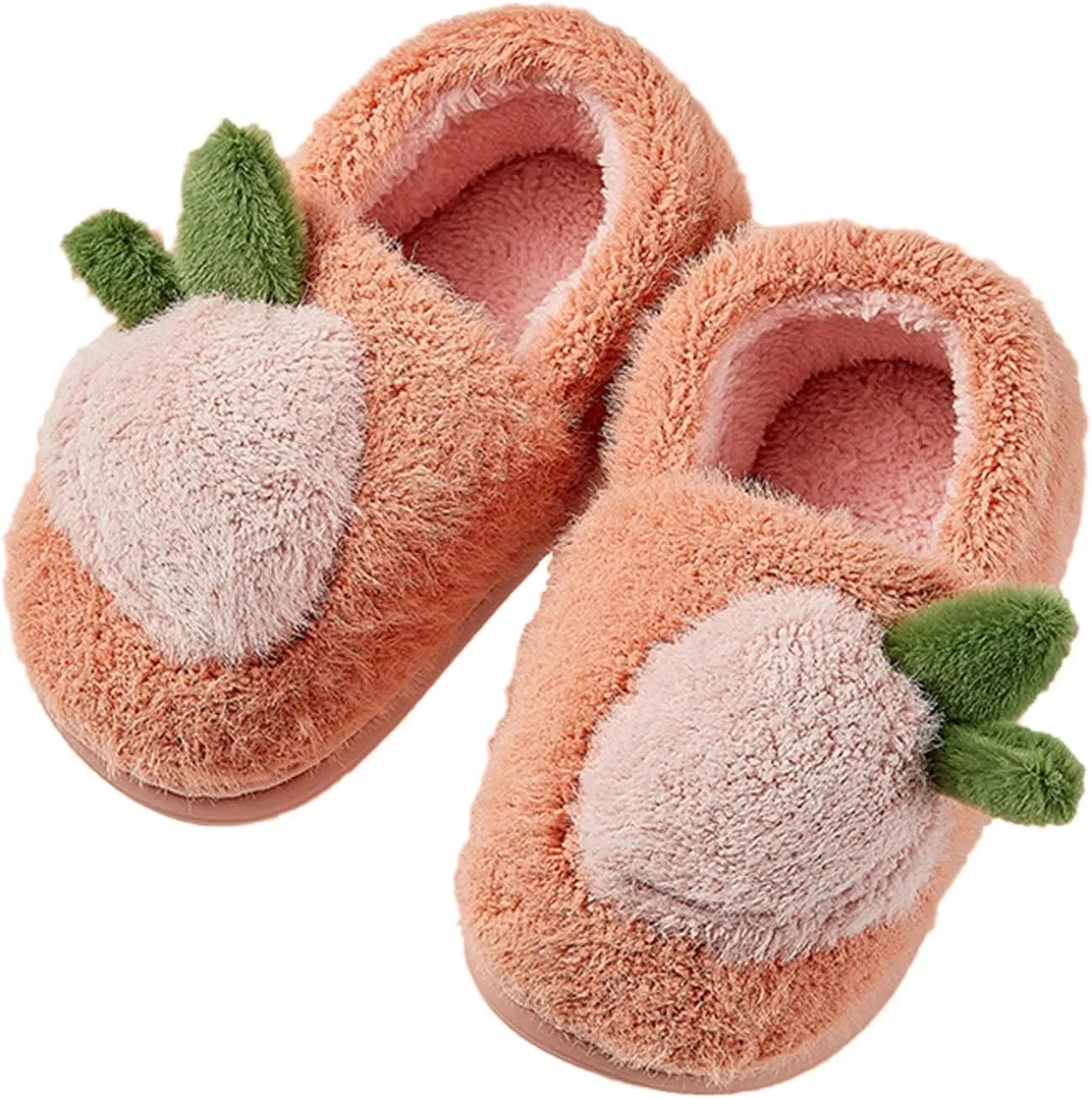Girls Cute Fruit prints Slippers with Memory Foam Toddler Boys Girls Plush Warm Winter House Shoes Kids Flat Slippers