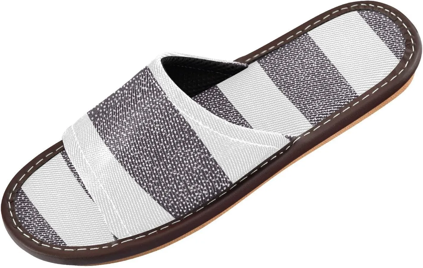 GuoChe Modern Stripes Reusable Lightweight Women's Slippers Indoor Outdoor Beach Sandals for Pool Gym Bath