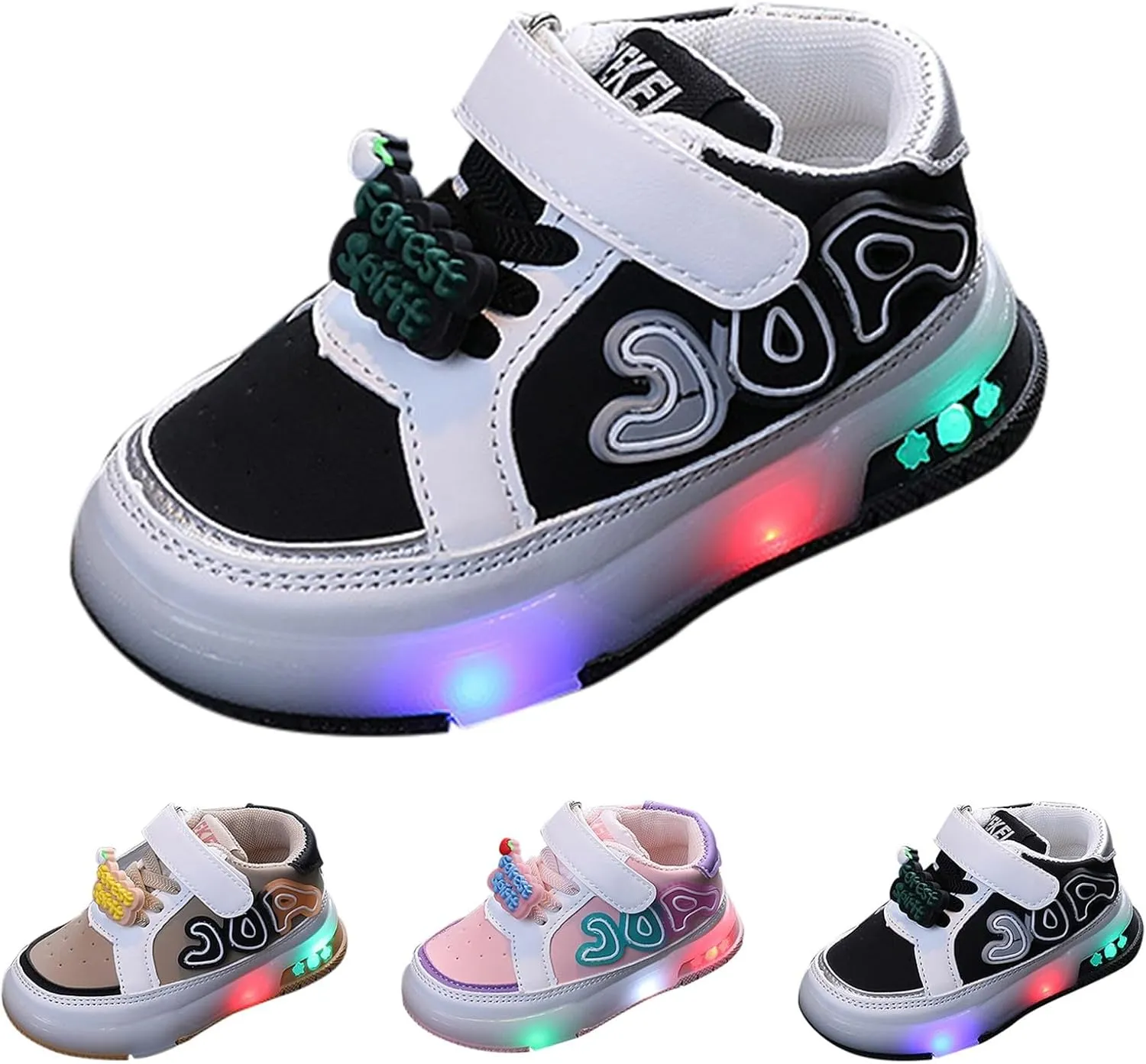 Infant Toddler LED Sneakers Boys Girls Light Up Breathable Lightweight Soft Sole Cute Luminous Shoes for Tennis