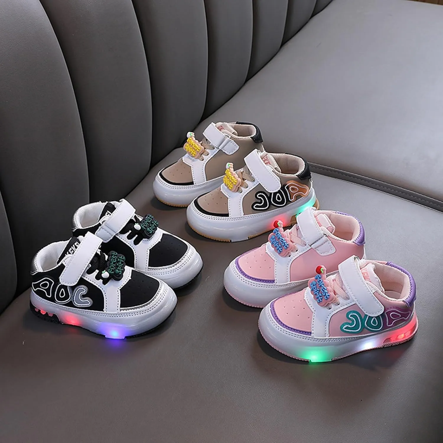 Infant Toddler LED Sneakers Boys Girls Light Up Breathable Lightweight Soft Sole Cute Luminous Shoes for Tennis