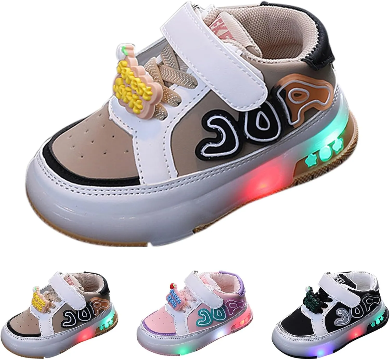 Infant Toddler LED Sneakers Boys Girls Light Up Breathable Lightweight Soft Sole Cute Luminous Shoes for Tennis
