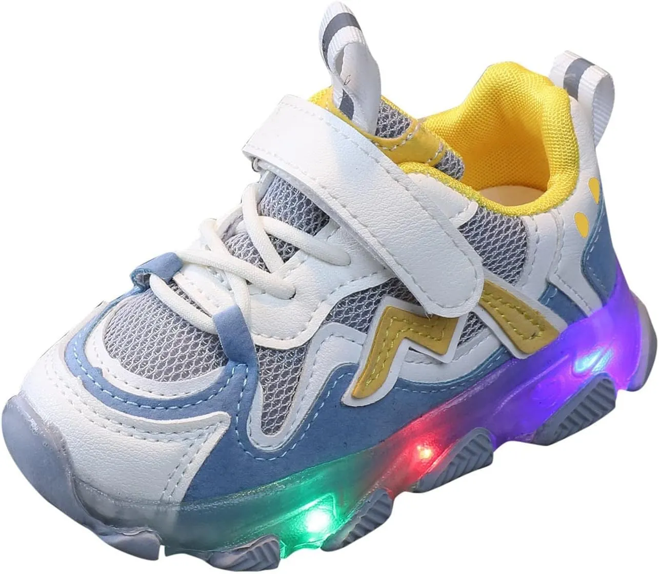 IWIHMIV Boys Girls Luminous Light Tennis Shoes Lightweight Breathable Non Slip Running Athletic Walking Sports Shoes