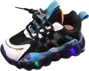 IWIHMIV Boys Girls Luminous Light Tennis Shoes Lightweight Breathable Non Slip Running Athletic Walking Sports Shoes