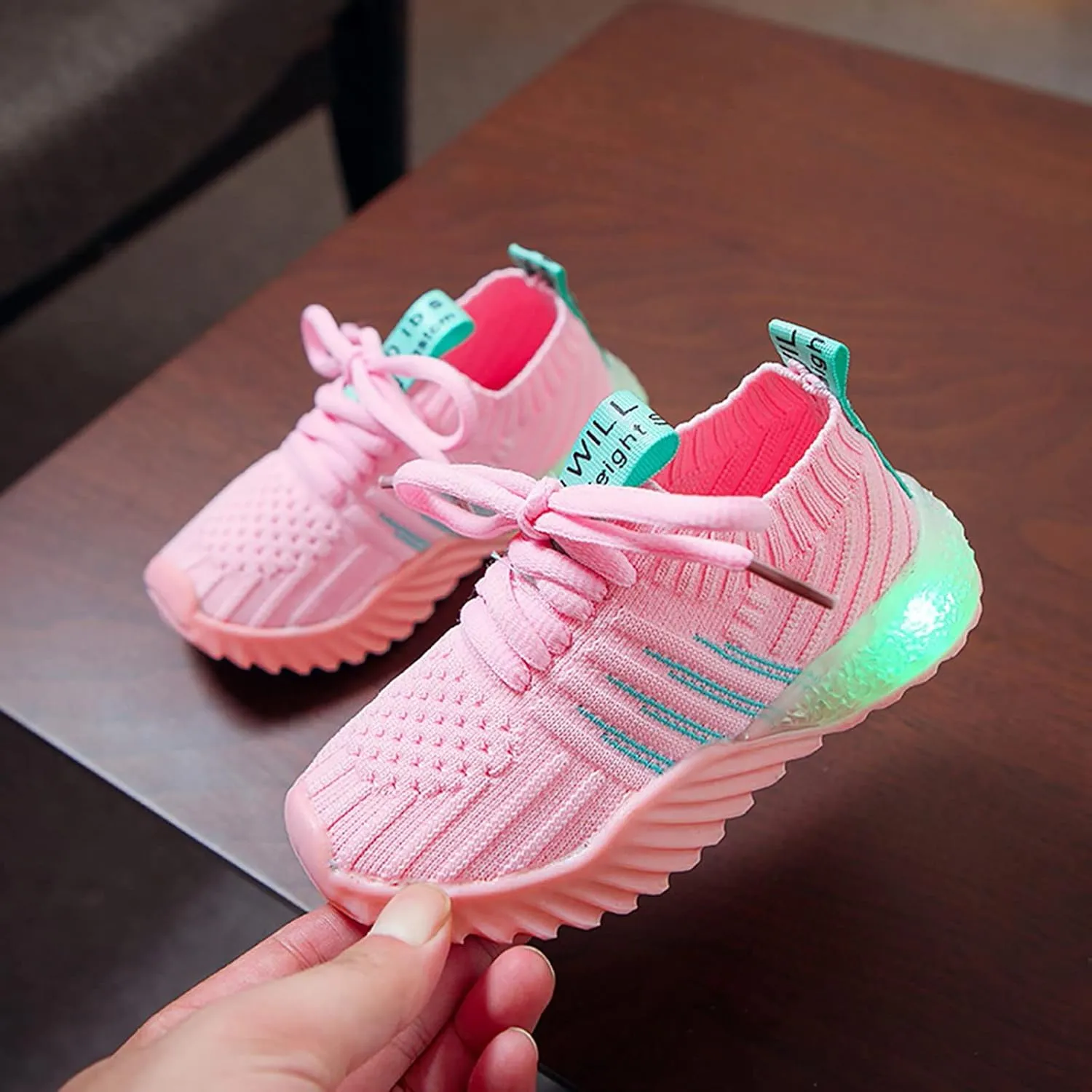 IWIHMIV Kids Tennis Running Shoes Luminous Athletic Lightweight Sports Walking for Boys Girls Basketball Shoes