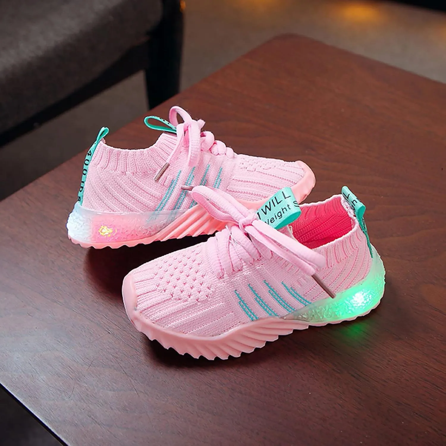 IWIHMIV Kids Tennis Running Shoes Luminous Athletic Lightweight Sports Walking for Boys Girls Basketball Shoes