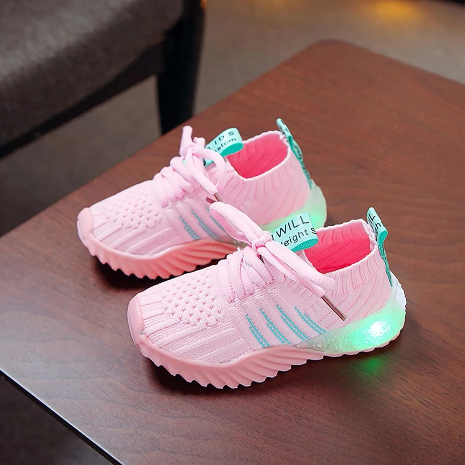IWIHMIV Kids Tennis Running Shoes Luminous Athletic Lightweight Sports Walking for Boys Girls Basketball Shoes