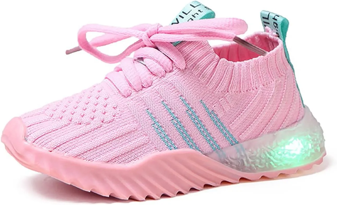 IWIHMIV Kids Tennis Running Shoes Luminous Athletic Lightweight Sports Walking for Boys Girls Basketball Shoes