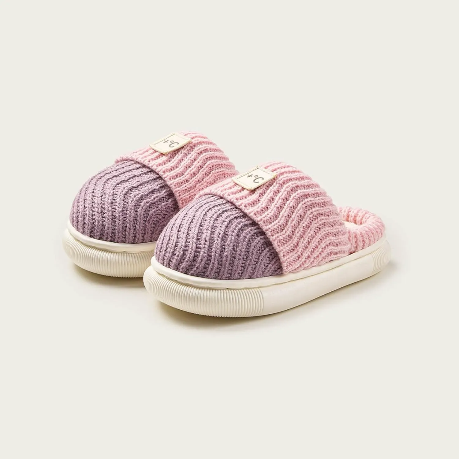Kids Knit Flat Fuzzy Slippers Girls Boys Cotton Cozy Slippers Bedroom House Slippers Winter Warm Indoor Shoes