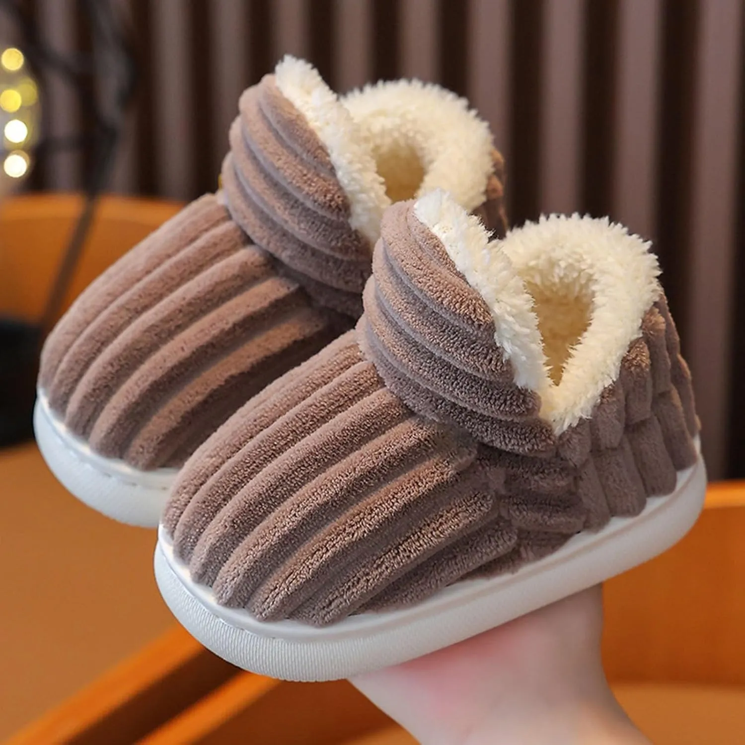 Kids Slipper Booties Cozy Stylish Slipper Winter Fuzzy Warm Cute Non-Slip Thick-Soled House Shoes for Boys Girls