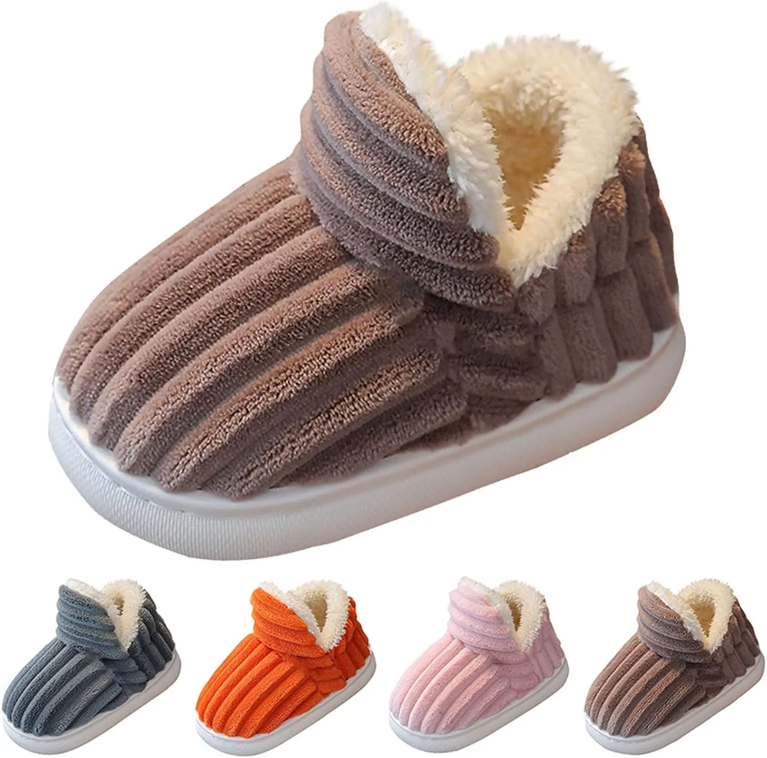 Kids Slipper Booties Cozy Stylish Slipper Winter Fuzzy Warm Cute Non-Slip Thick-Soled House Shoes for Boys Girls