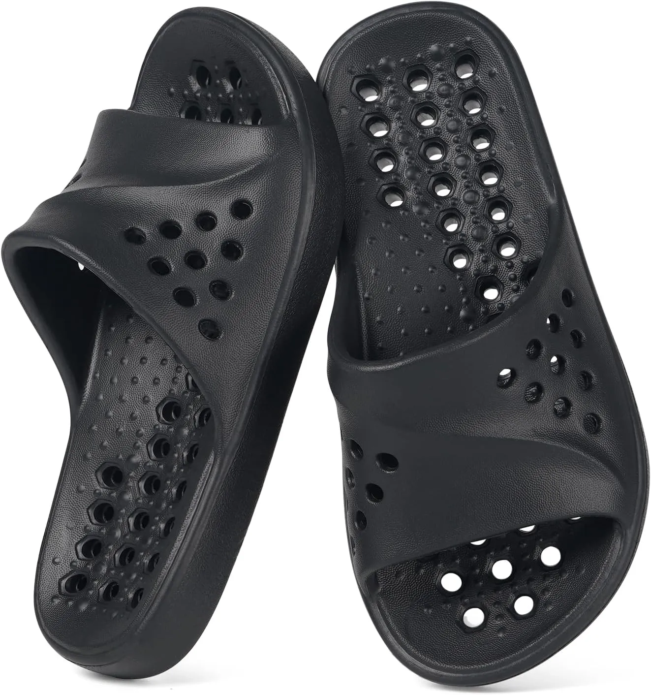 KVbabby Shower Shoes for Kids Massage Pool Slides with Arch Support Quick Drying Boys Girls Beach Sandals Non Slip Summer Bathroom Indoor House Slippers with Drain Holes