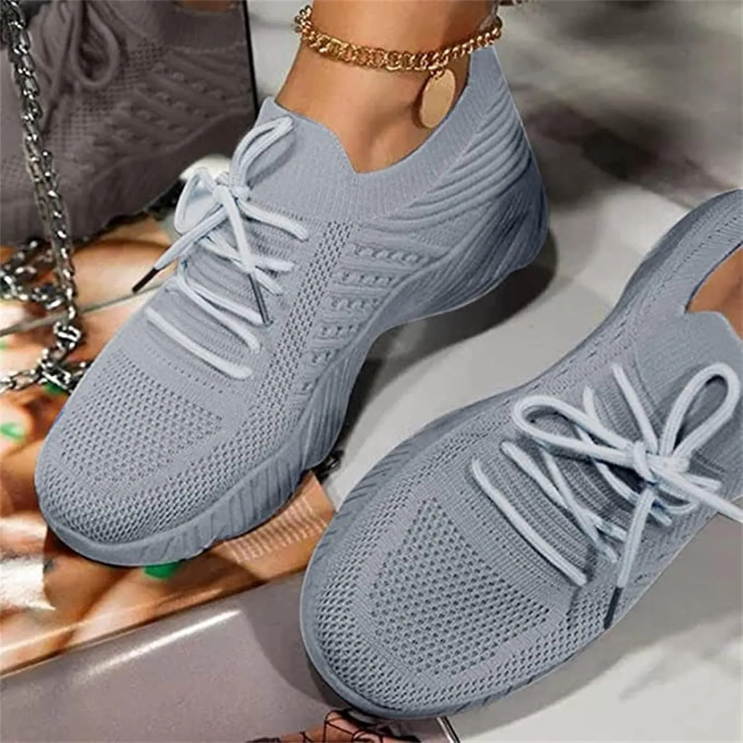 Lausiuoe Running Shoes For Women Arch Support Walking Tennis Shoes Slip On Memory Foam Lightweight Casual Gym Sneakers