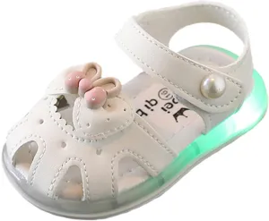 Light Up Sandals for Baby Girl Boy Cute Luminous Closed Toe Soft Sole Lightweight Breathable Running Sneakers