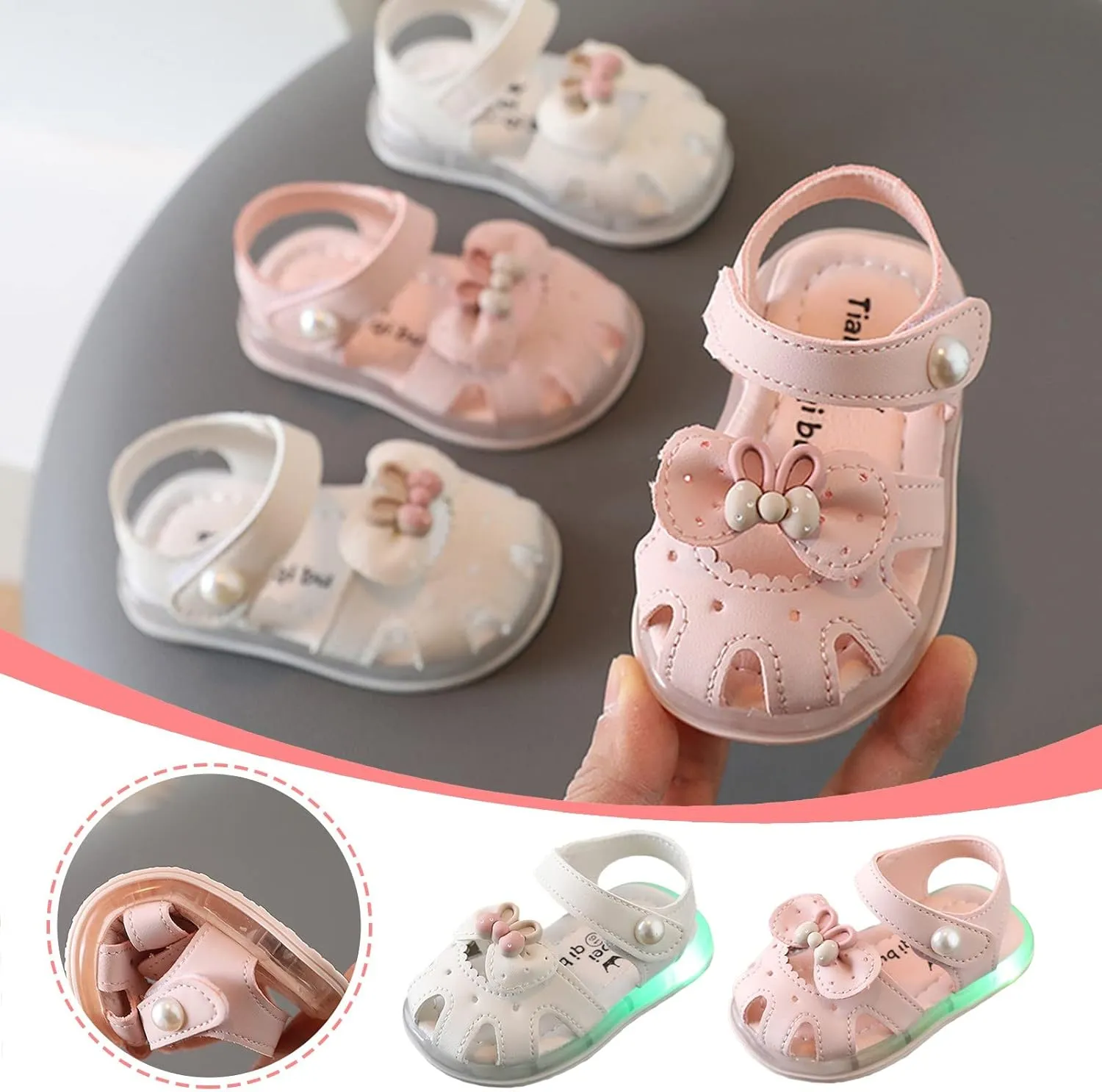 Light Up Sandals for Baby Girl Boy Cute Luminous Closed Toe Soft Sole Lightweight Breathable Running Sneakers