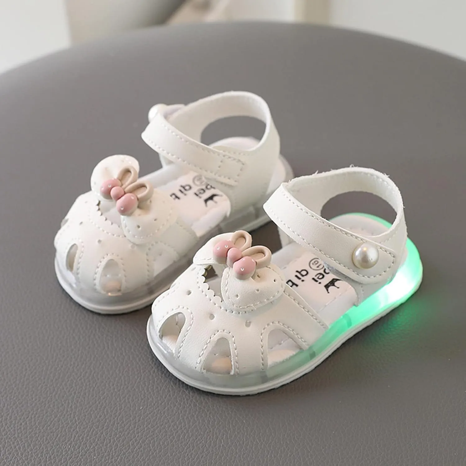 Light Up Sandals for Baby Girl Boy Cute Luminous Closed Toe Soft Sole Lightweight Breathable Running Sneakers