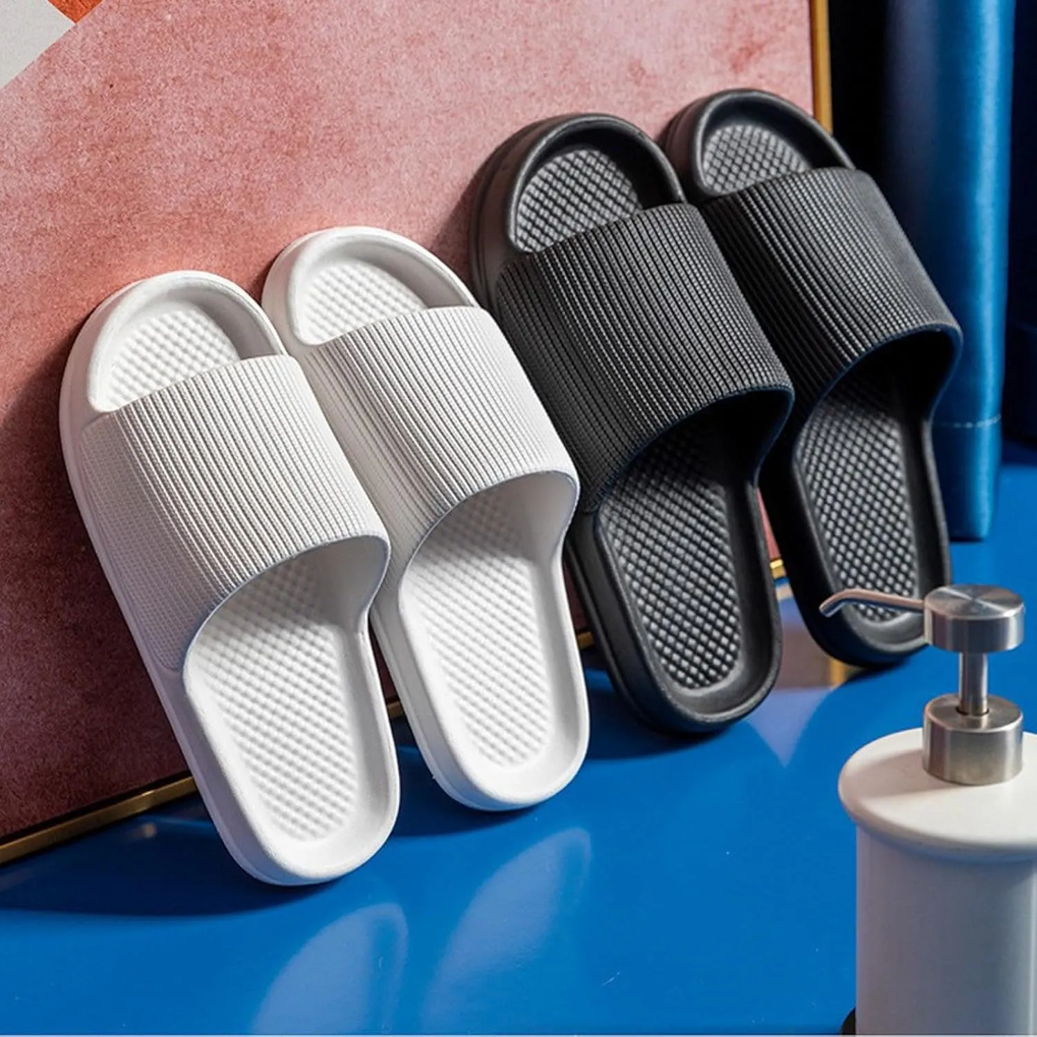 Memory Foam Slippers for Women Quick Drying Shower Shoes Non Slip Cushioned Pool Slides Summer Beach Slides