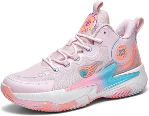 Men??S 23 High Top Basketball Shoes with Arch Support Lace Up Fashion Graffiti Style Sports Shoes Light Tennis Shoes Actual Combat Shoes Outdoor Sneakers