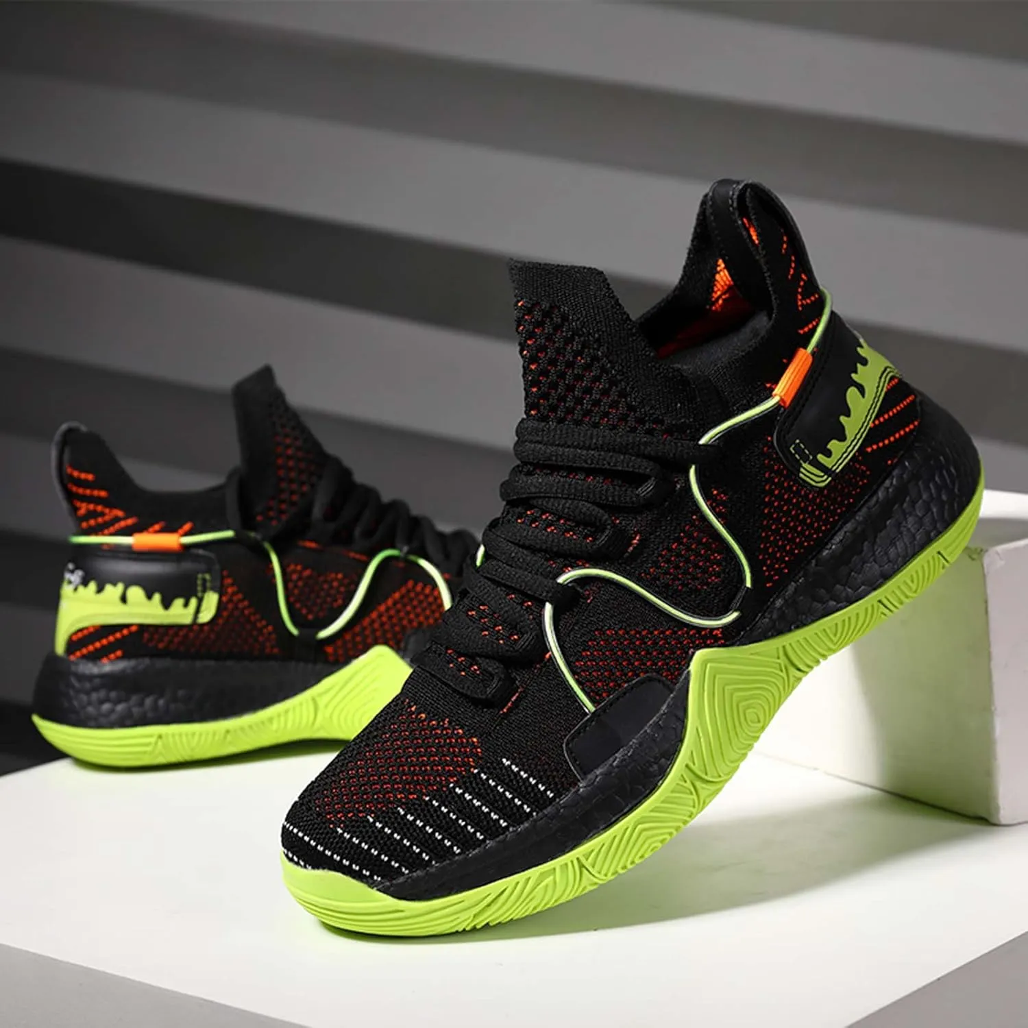 Mens And Womens mesh Fabric Breathable Basketball Sneakers Mid Top Lace Up Upper For Casual Sneakers Comfortable And Non Slip Baseball Sneakers Park Walking Shoes Badminton Volleyball Table Tennis